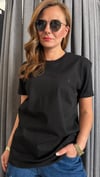 düz nakış unısex siyah tshirt