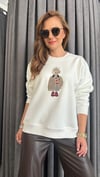 figür detay şardonlu ekru sweat