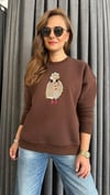 figür detay şardonlu kahve sweat