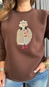 figür detay şardonlu kahve sweat