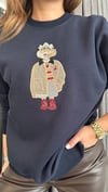 figür detay şardonlu lacivert sweat