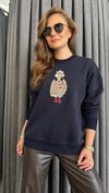 figür detay şardonlu lacivert sweat