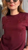 ıpkyl boncuk bordo tshirt