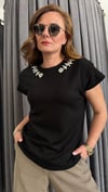 ipkyl model vatka yaka taş siyah tshirt