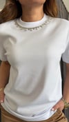 ıpkyl model yaka taş beyaz tshirt
