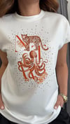 kaplan detay ekru tshirt