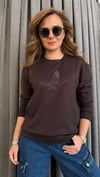 karalama kuş kahve sweat