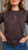 karalama kuş kahve sweat