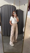 kargo cep krem saten pantolon