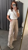 kargo cep krem saten pantolon
