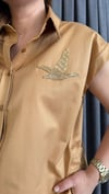 kısa kol taba kuş gömlek