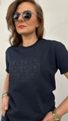 kuş baskı unısex lacivert tshirt