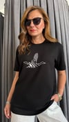 kuş baskı unısex siyah tshirt