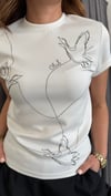 kuş beyaz tshirt