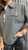 kuş detay gri sweat