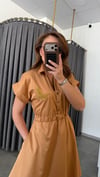 kuş detay kısa taba elbise