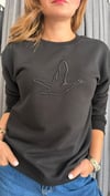 kuş işleme siyah sweat