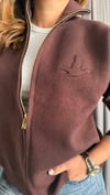 Kuş kabartma kahverengi hirka