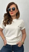 kuş logo unısex tshirt krem