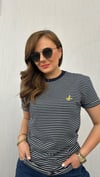 lacivert çizgili kuş logo tshirt