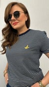 lacivert çizgili kuş logo tshirt