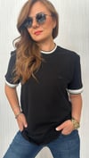 lacst yaka kol biye siyah unısex tshirt