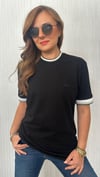 lacst yaka kol biye siyah unısex tshirt