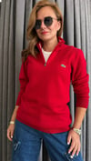 lcst yarım fermuar unısex kırmızı kazak