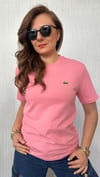 logo detay pembe kadın tshirt 