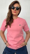 logo detay pembe kadın tshirt 