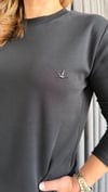 logo uzun kol siyah tshirt