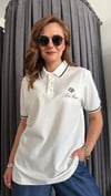 LP model polo yaka unısex beyaz tshirt