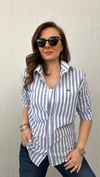 Mavi çizgili unısex gömlek