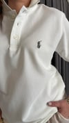 metal logo polo yaka unısex krem tshirt
