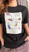 meyve baskı siyah tshirt