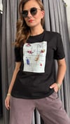 meyve baskı siyah tshirt