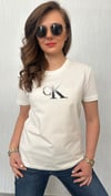nakış yazı krem kadın tshirt
