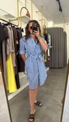 ntwrk model lacivert çizgili elbise