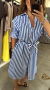 ntwrk model lacivert çizgili elbise