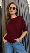 omuz zımba bordo modal tshirt