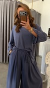 pantolon etek takım mavi