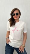 Pembe kuş beyaz tshirt