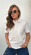 polo yaka bymn beyaz unısex tshirt