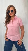 polo yaka bymn kadın pembe tshirt