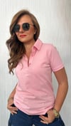 polo yaka bymn kadın pembe tshirt