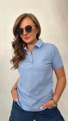 polo yaka bymn mavi kadın tshirt