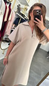 polo yaka bymn model bej elbise