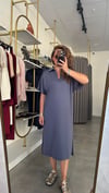 polo yaka bymn model elbise antrasit