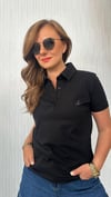 polo yaka bymn siyah kadın tshirt