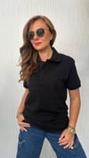 polo yaka bymn siyah unısex tshirt